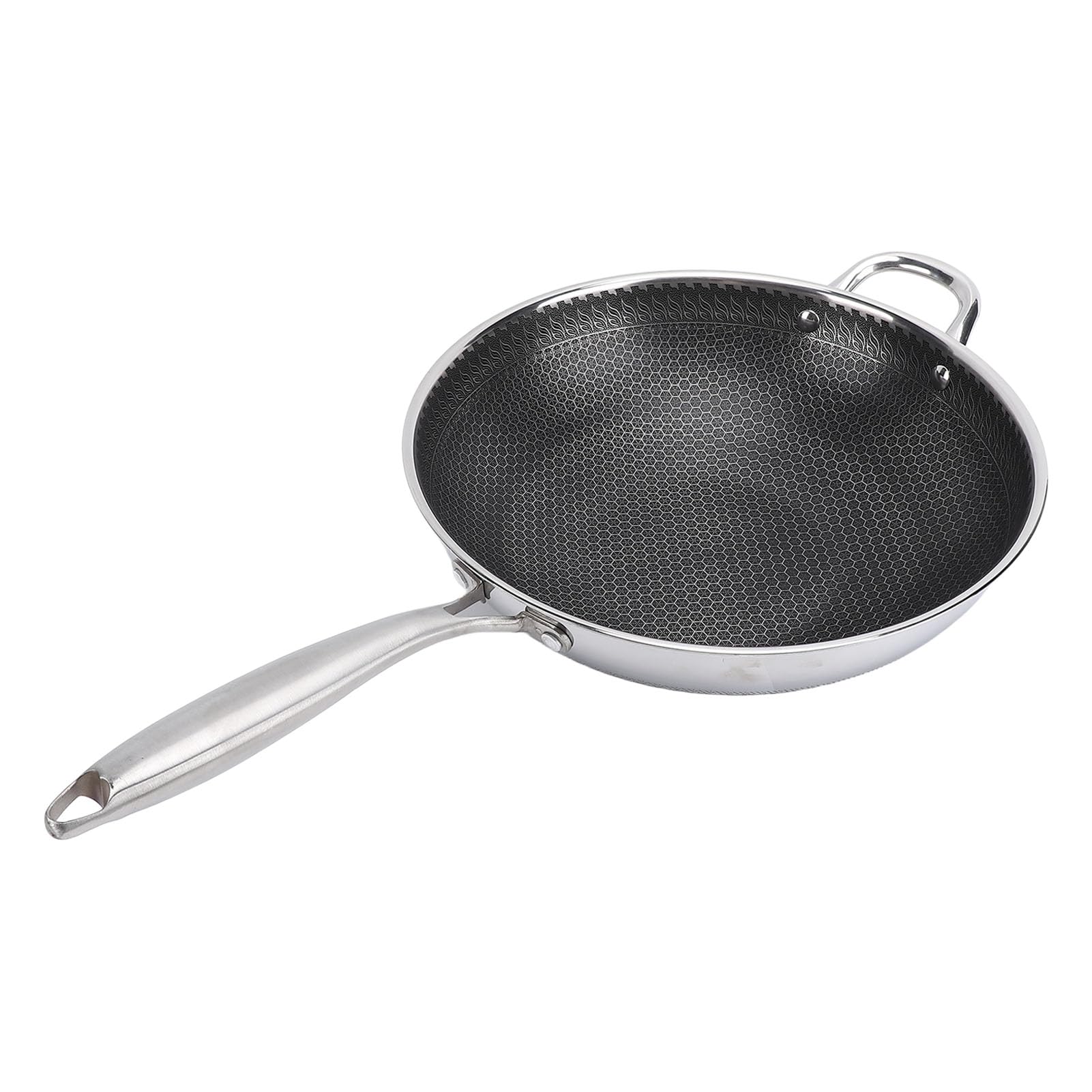Aramox Sartén Wok de Acero Inoxidable, 32 Cm Antiadherente de Panal para