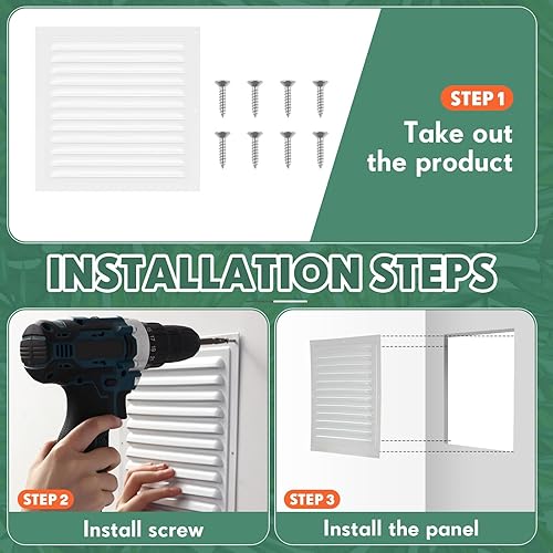 Miniatura 50 de 2 rejillas de ventilación de aluminio a dos aguas de 6 x 6 pulgadas, rejillas de ventilación de metal a dos aguas con tornillo y malla de pantalla