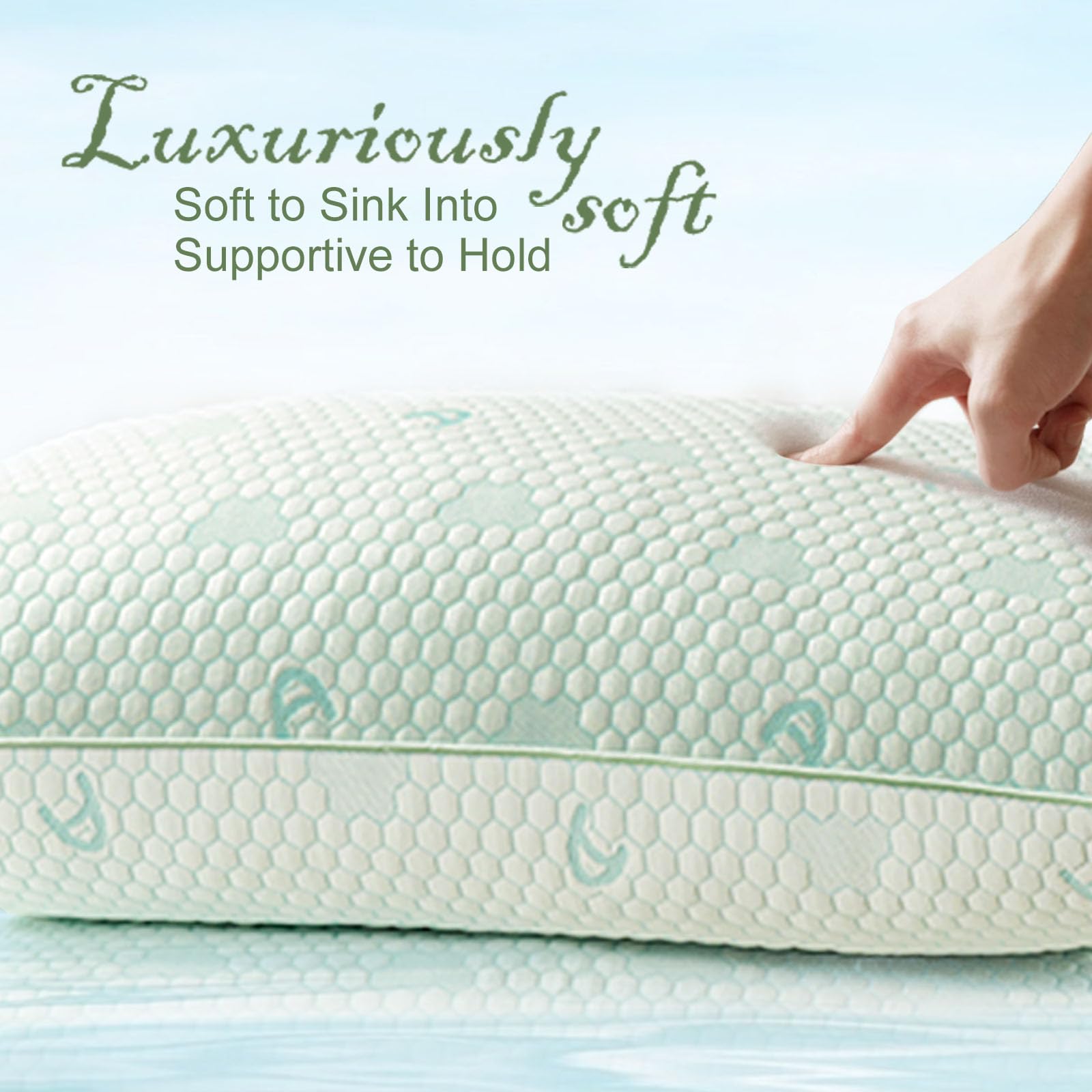 ACCURATEX Kühlendes Memory Foam Kissen 40×80 cm 2er Set, höhenverstellbar | beidseitig kühlend, zerkleinerte Memoryschaum-Füllung, Nacken- & Schulterentlastung, für Rücken- & Bauchschläfer, OEKO-TEX