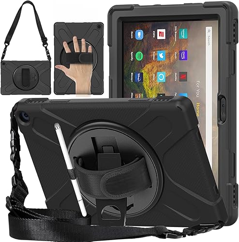 Funda Fire HD 10  HD 10 Plus 11 generación 2021, a prueba de golpes, resistente, con soporte, correa de mano, correa de hombro para Tienda Fire HD