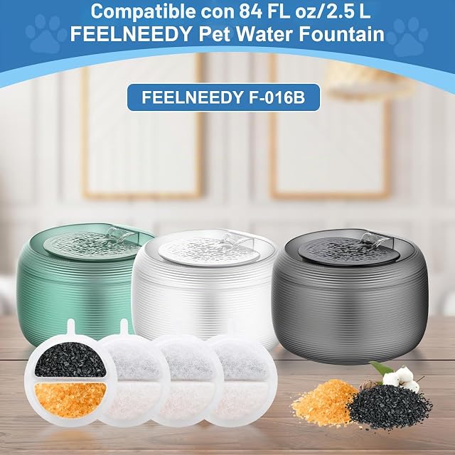 Foto 6 de 7 de Filtros Fuente Gatos, 12 Piezas Filtro Fuente para Gatos con Carbón Activo y Resina y 6 Esponja Silenciadora…