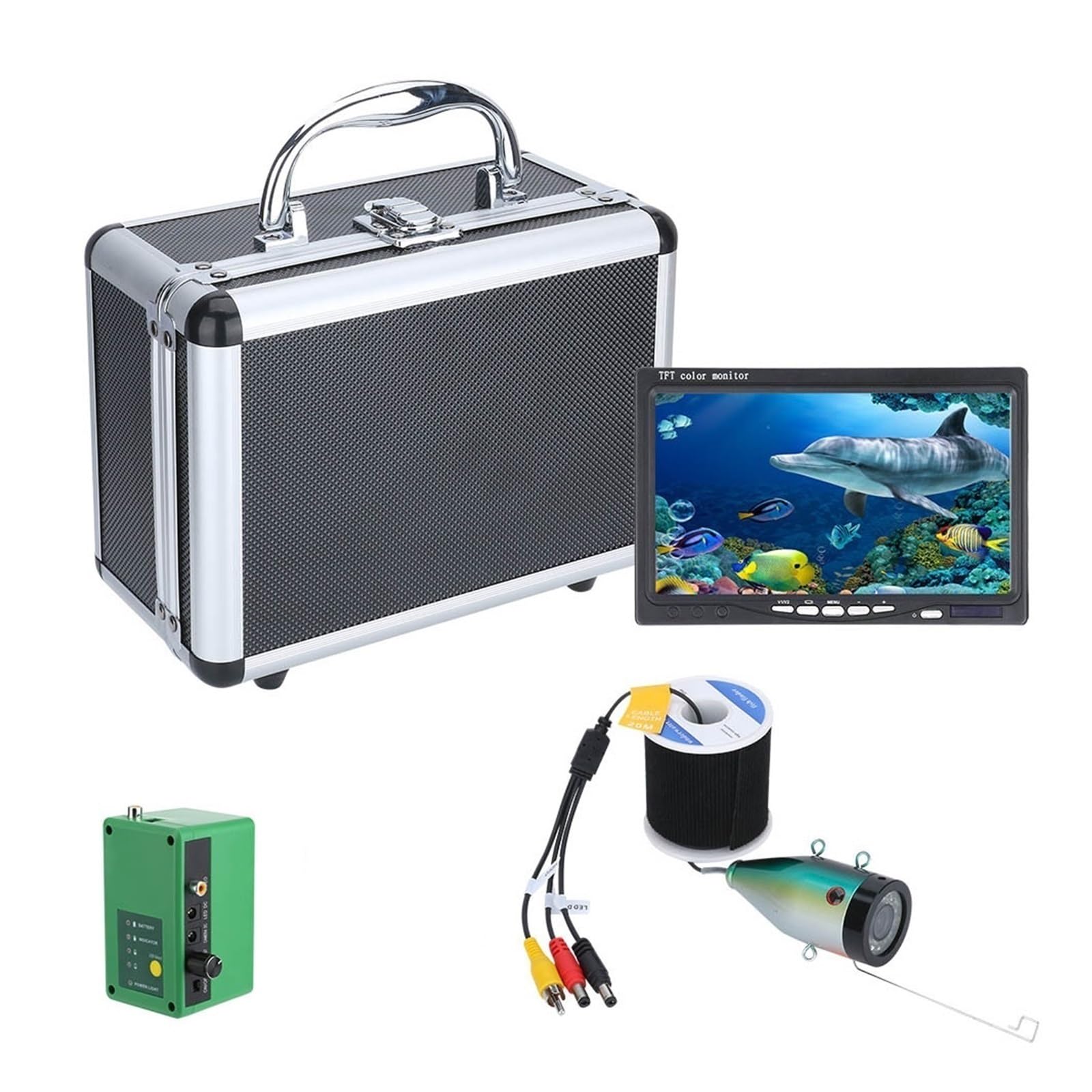 Kamera wędkarska, 7-calowy echosonda IPS do podwodnego wędkowania z kamerą, 15 białych diod LED + IR, 1080P, 15M/30M, pod lodem(15M)