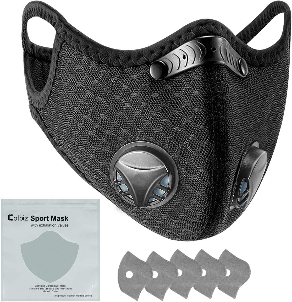 Colbiz Dust Mask Reusable Activated Carbon Windproof Dustproof Masks with 5 Filters, Adjustable Breathable Sports Face Mask for Running Cycling Motorcycle Mowing Woodworking Outdoor Activities : Sports & Outdoors