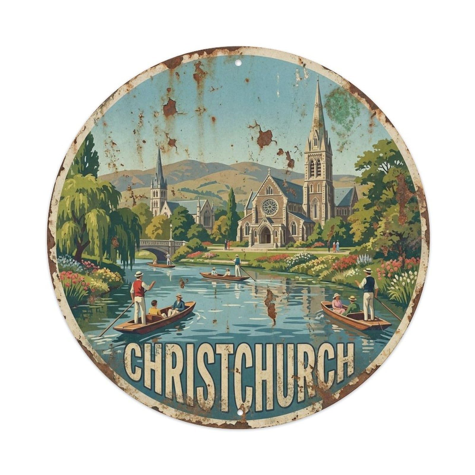 Christchurch New Zealand Travel Mountain Coast Classic Metal Tin Sign