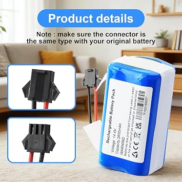 MULS 14.4V SUN-INTE-172 Replacement Battery for Ionvac SmartClean 2000 | Robovac 7687 7688 V4 7997 Coredy R750-1600Pa,X586 X500 Simum 7 T8 V300,Bagotte BG600 BG700 BG750 Robot Vacuum Cleaner 2600mAh