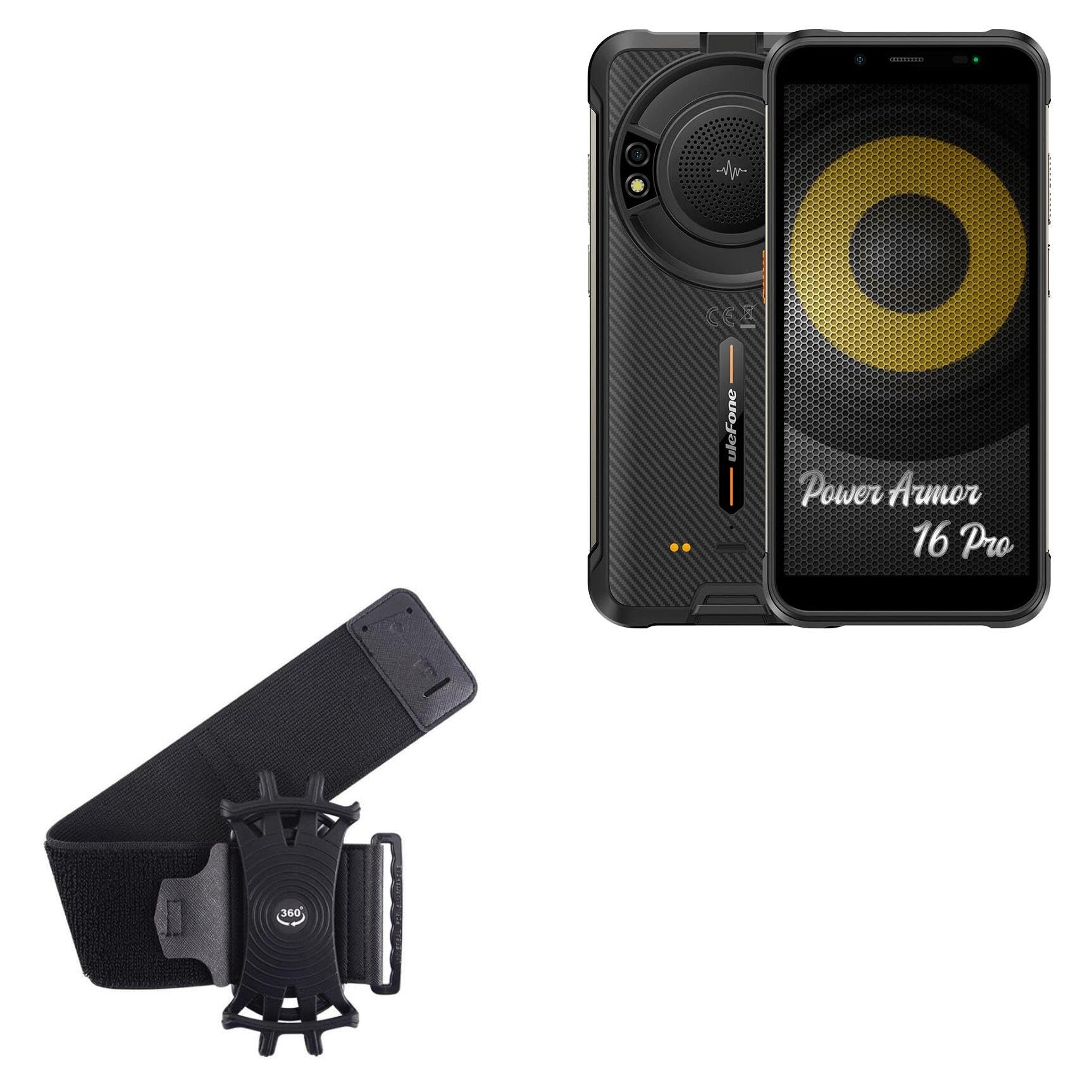 BoxWave Holster Compatible with Ulefone Power Armor 16 Pro - ActiveStretch Sport Armband, Adjustable Armband for Workout and Running - Jet Black