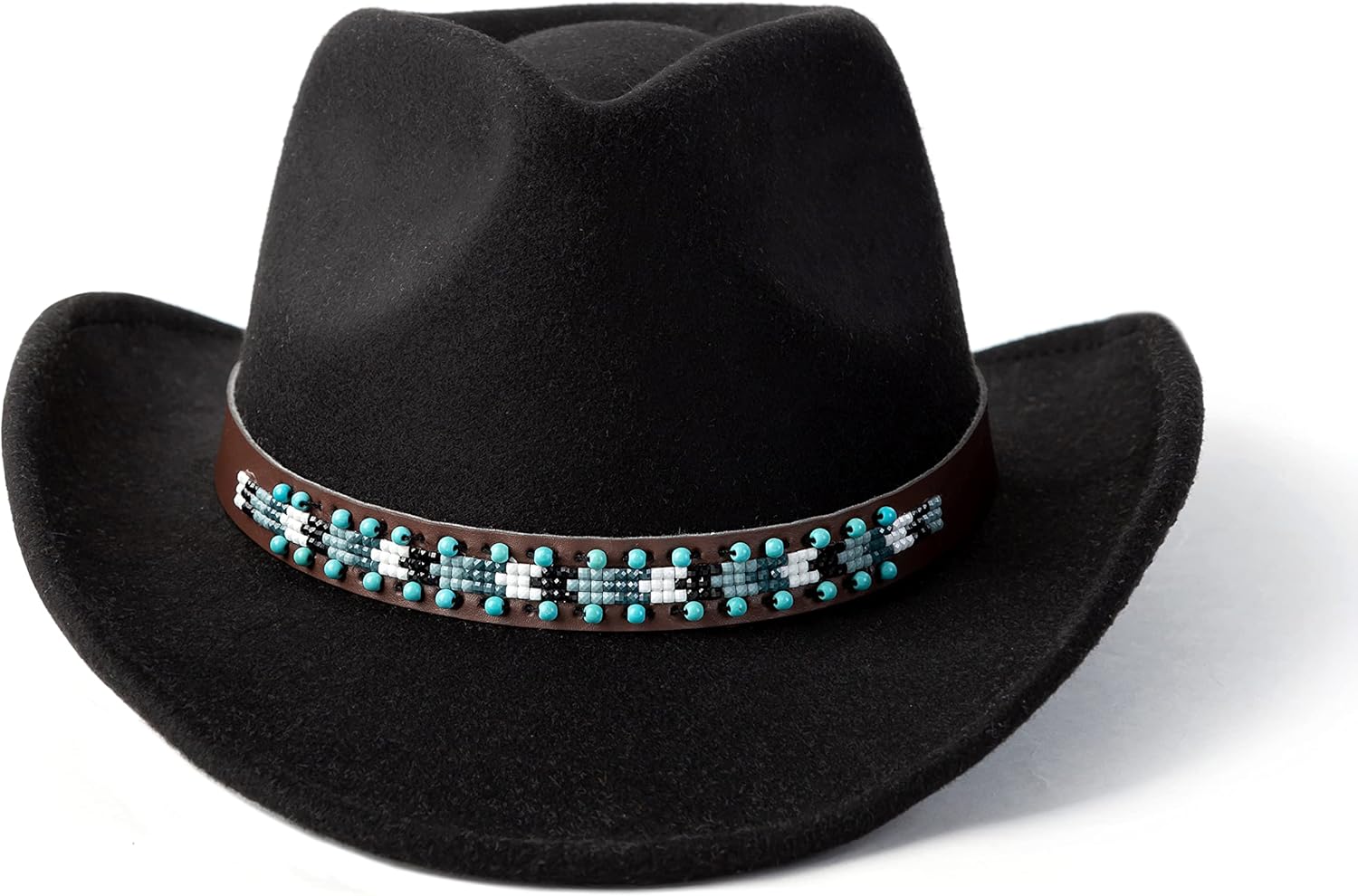 Gossifan Western Cowboy & Cowgirl Hat Felt Wide Brim Women Men Fedora Hats - Image 2
