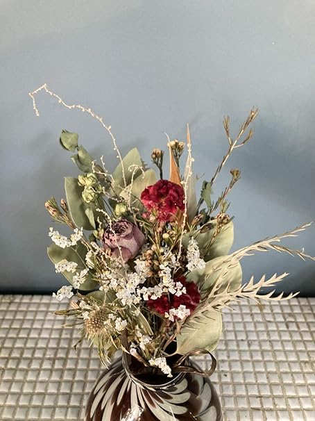 Amazon 花工房エルソル ドライフラワー ドライブーケ スワッグ 壁掛け バラ スターチス ケイトウ インテリア オシャレ カワイイ ドライフラワー オンライン通販