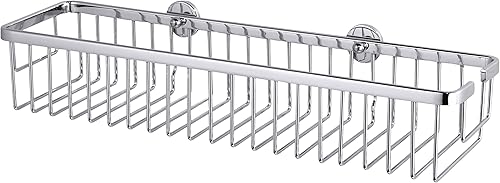 tesa UK 40206-00000-00 tesa Aluxx - Organizador grande para ducha de baño, cesta de estante, aluminio cromado, adhesivo extraíble, 3.622 in x 17.717