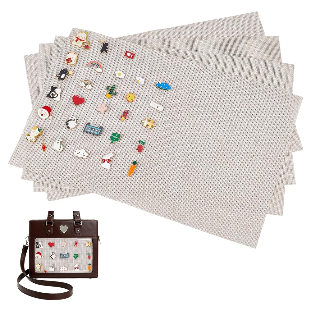 BENECREAT 4Pcs Ita Bag Insert Panel for Pins, 17.8x11.8 Inch/ 45.2x30cm PVC Display Board with Multiple Holes, Badge Holder Plate for Anime Convention Cosplay Events, PeachPuff
