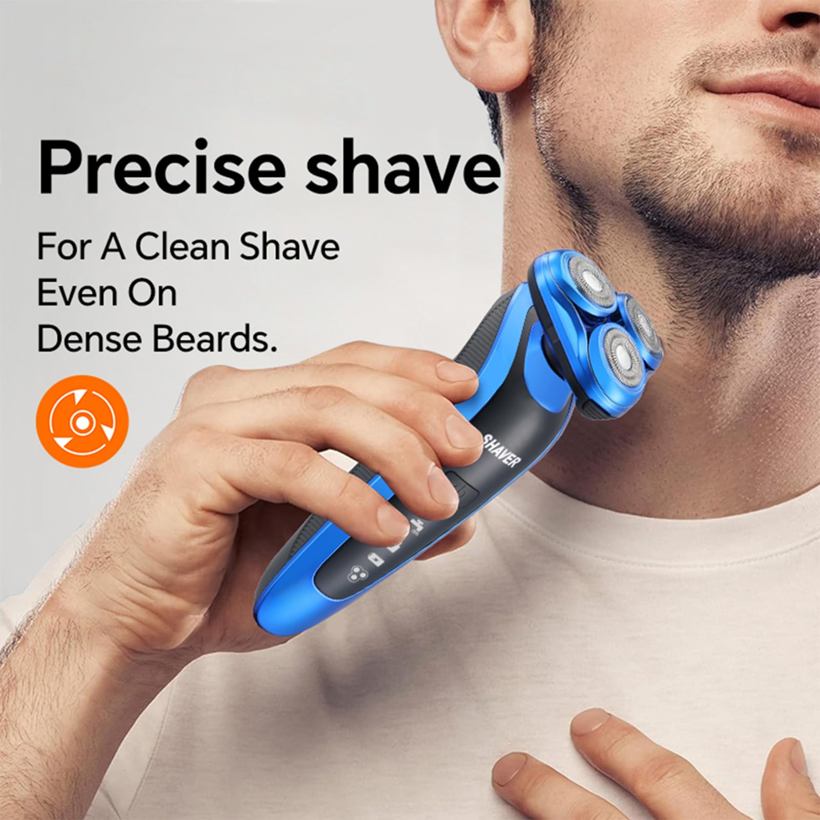 Rasoir électrique pour homme – Rasoir rechargeable 3D de précision avec tondeuse pop-up – Rasoirs rotatifs sans fil lavables doux pour les peaux sensibles pour barbe, pattes et visage avec verrou de