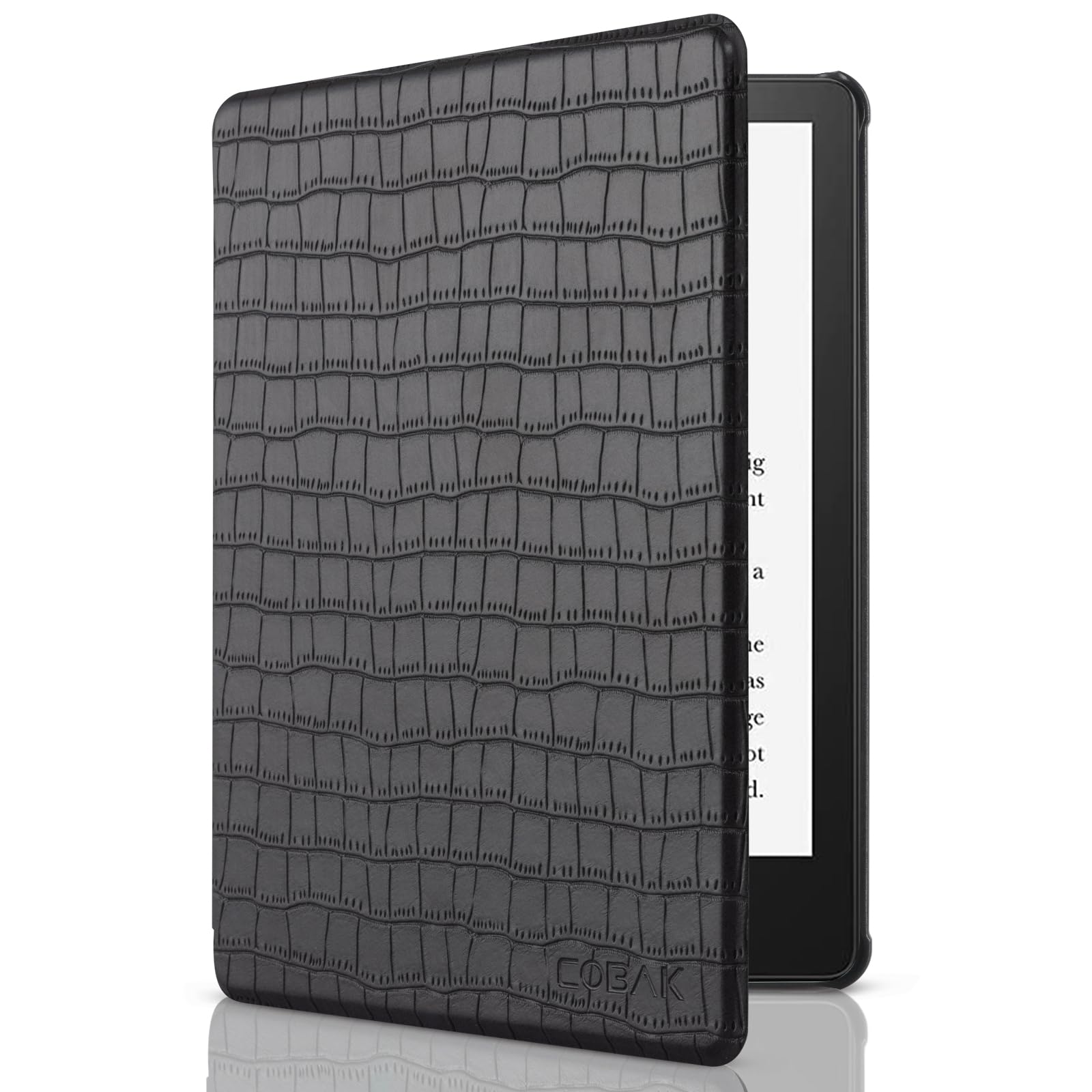 CoBak Case for All New 6 Inch E-Reader 2024 and 2022 (11 Generation) - PU Leather Smart Cover, Auto Sleep and Wake, not Compatible with Kobo Clara,Crocodile Black