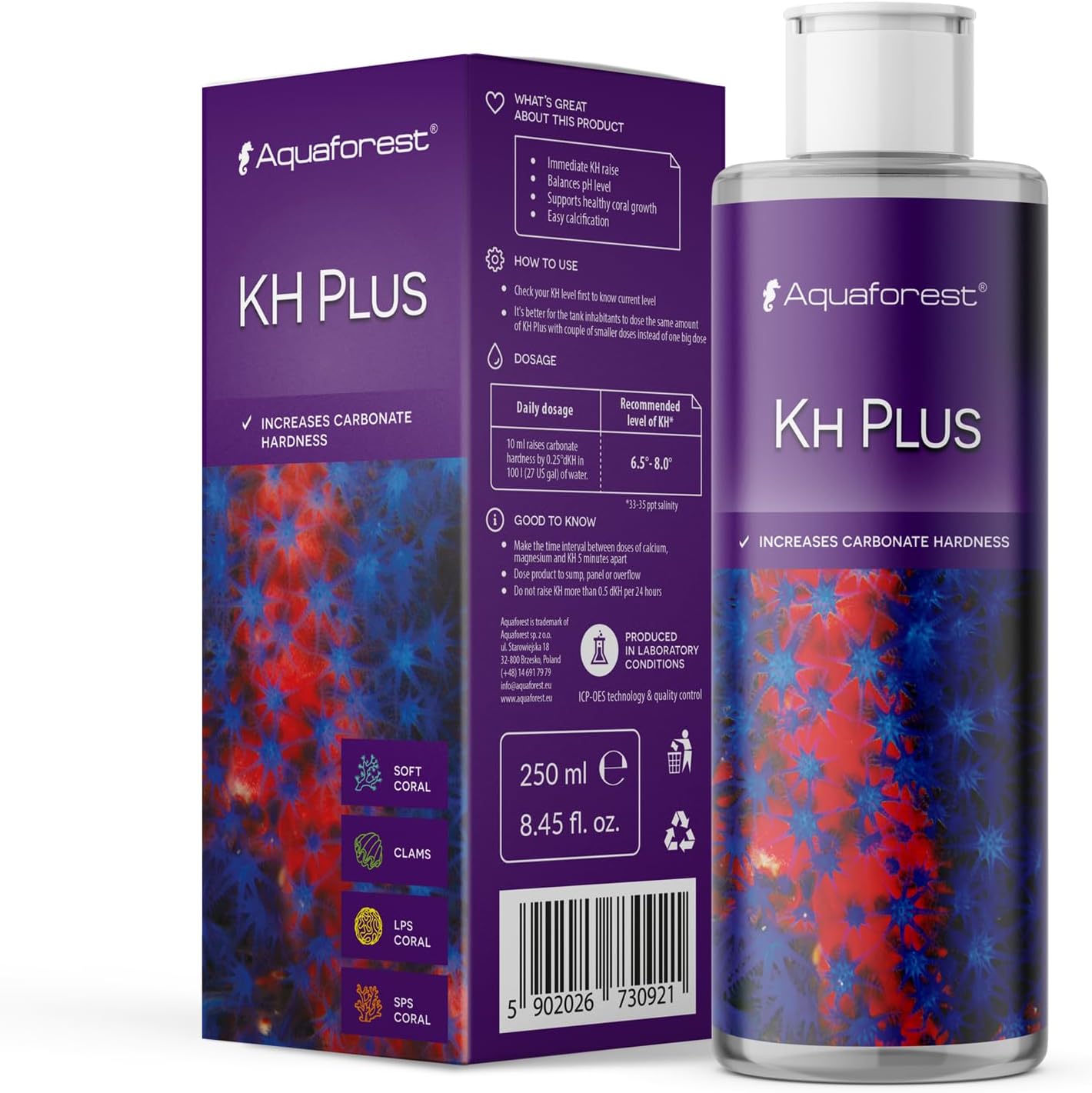 AquaforestKH Plus 250ml Marine Aquarium Water Treatment -Balance Carbonate Hardness Levels
