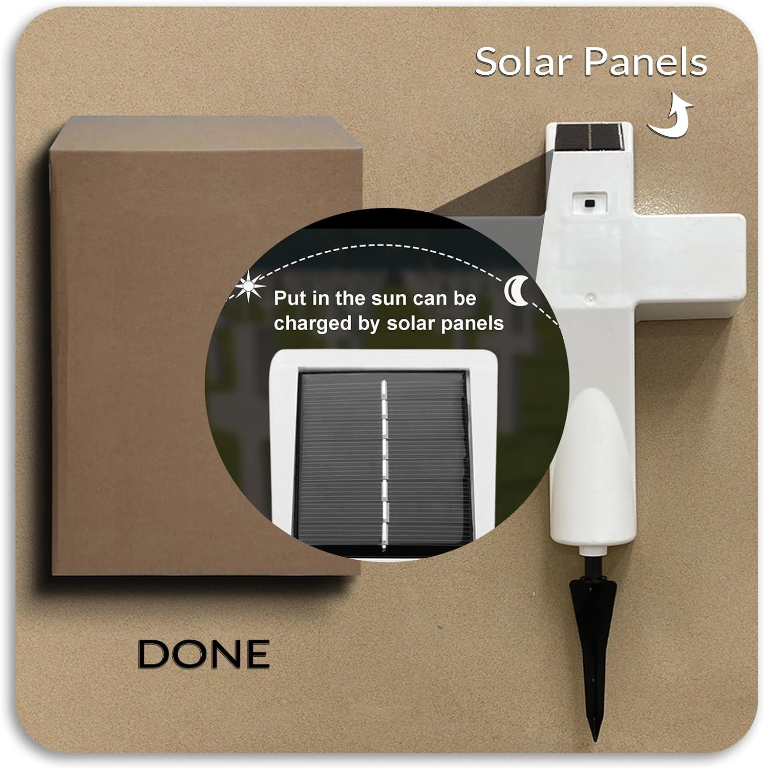 Solar Cross for Cemetery Flower Cross Grave with Photo,Solar Cross for Cemetery, Solar Powered Cross Lights Stake,Decoration Garden Cross Marker for Yards, Gardens, Patio