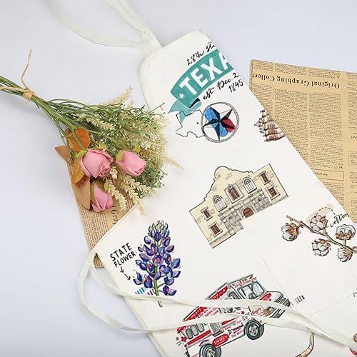 Miniatura 5 de VAMSII Delantales de Texas State Souvenirs Regalos Delantal de cocina con 2 bolsillos BBQ Chef Delantal vintage para mujeres y hombres