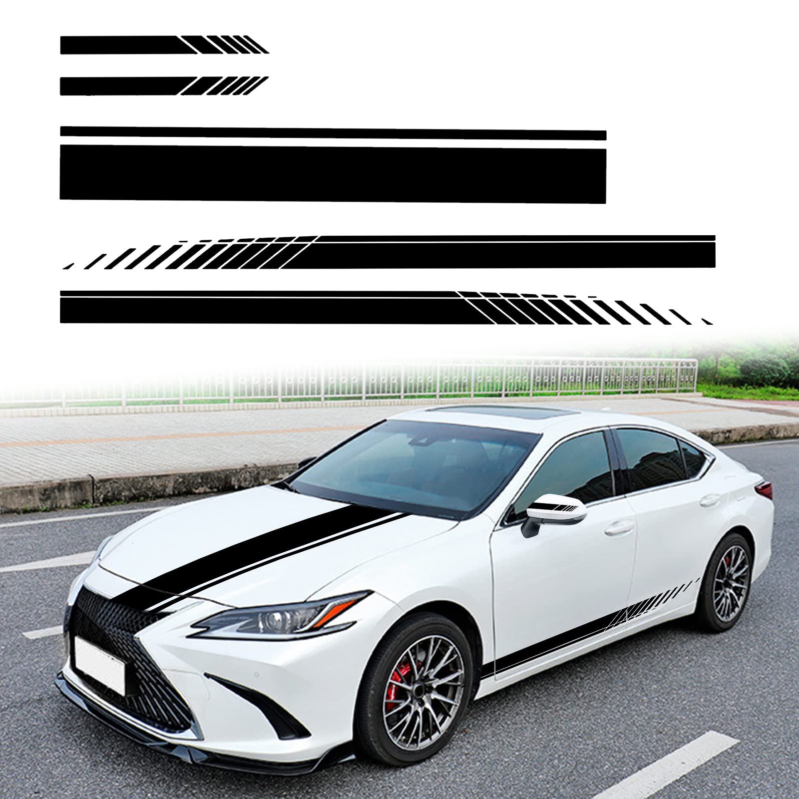 SUNBREATH 2-Pack Car Racing Stripe Decals - Black Vinyl Sticker For Pickups & SUVs - View #3