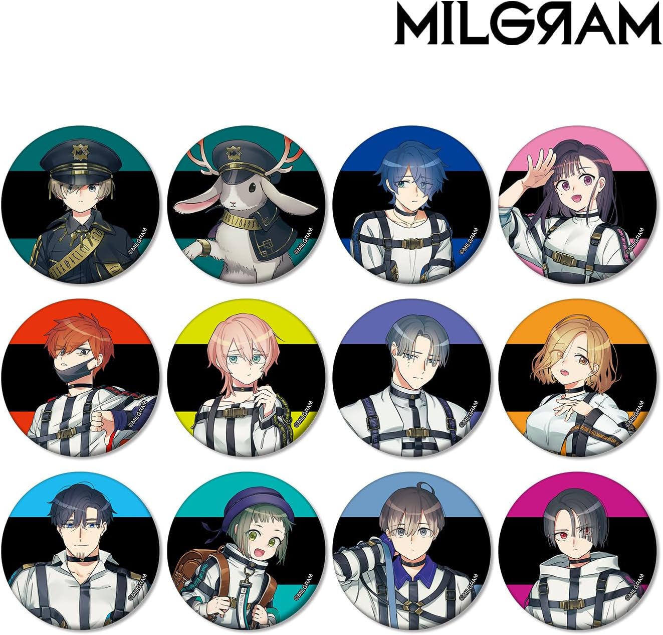 MILGRAM Milgram Trading Mat Tin Badges Box of 12