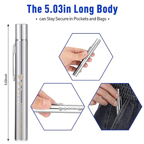 Miniatura 9 de Honoson Luz para bolígrafo, luz LED reutilizable para estudiantes, médicos, enfermeras con 2 fuentes LED, recargable por USB, bombilla extra cálida,