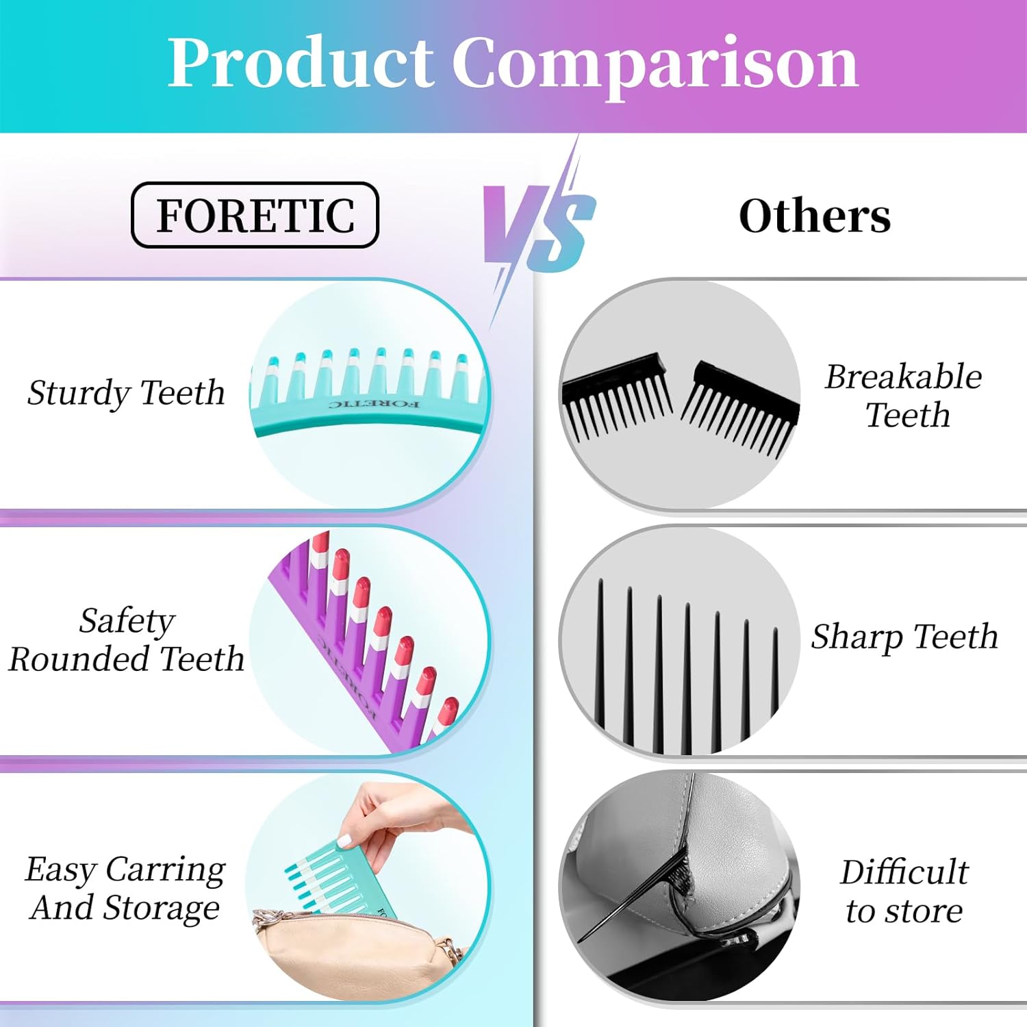Wide-Tooth Anti-Static b Set-6.1inch Handle-Design, Suitable for