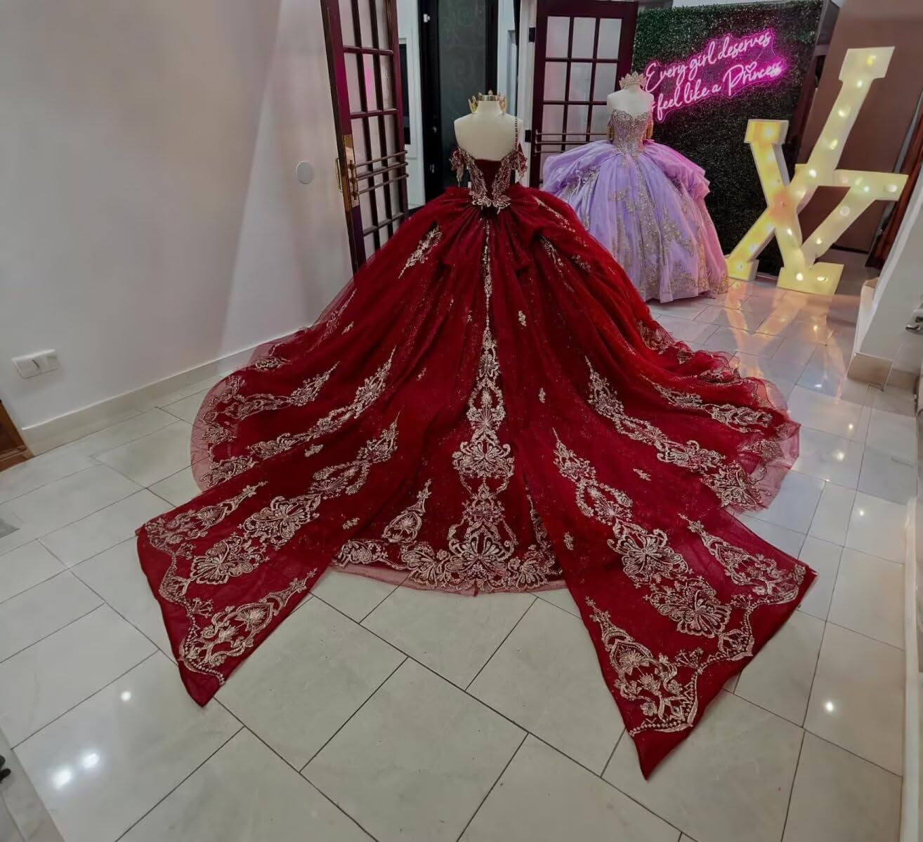 Mouccy Gold Appliques Tassel Quinceanera Dresses Off Shoulder Beaded 15 Dresses Luxury Tulle Sweet 16 Dress with Big Bow - Image 4