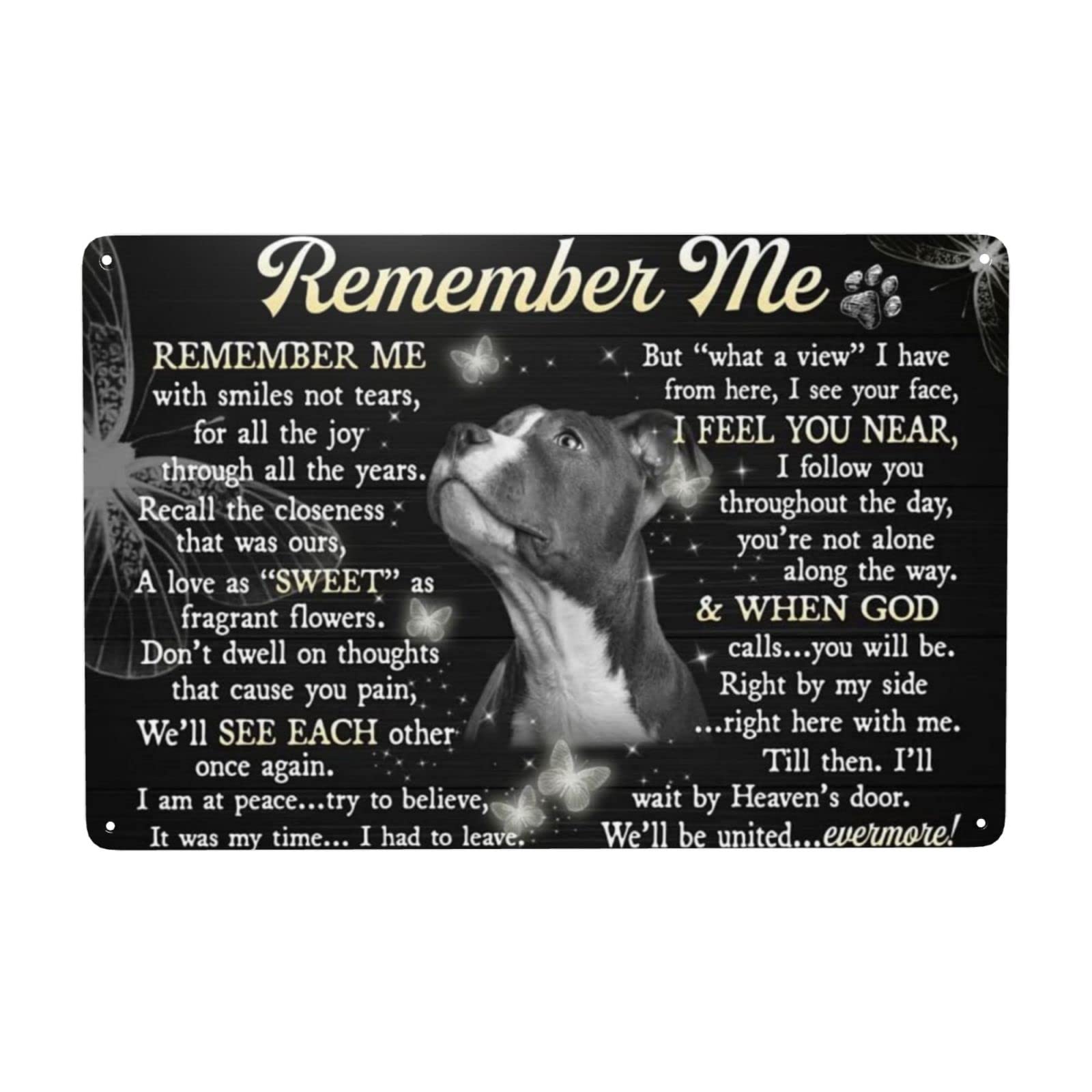 rayprint Metal Signs Pitbull Remember Me with SmilesTears Signs Aluminum Signs Retro Tin Signs for Home Cafe Kitchen 8x12 Inches Metal Sign Decor