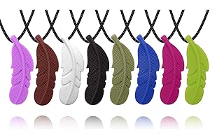 Kids Feather Chew Necklace | Discreet Silicone Sensory Feather Chew Toys |...