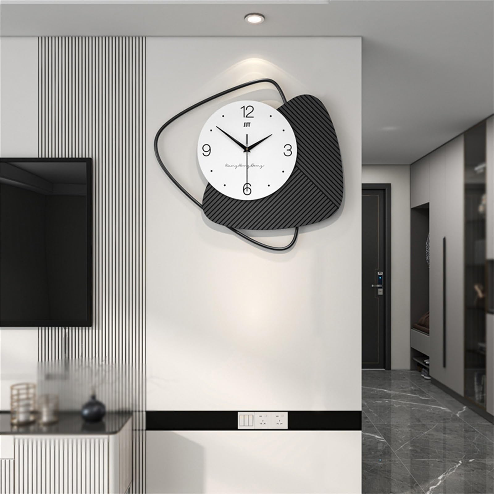 XIEHEMAO Decorative Wall Clock, Silent Non‑Ticking‑Metal Quartz Clock, Battery‑Operated Hanging Timepiece for Living Room, Kitchen, Bedroom & Bathroom Decoration