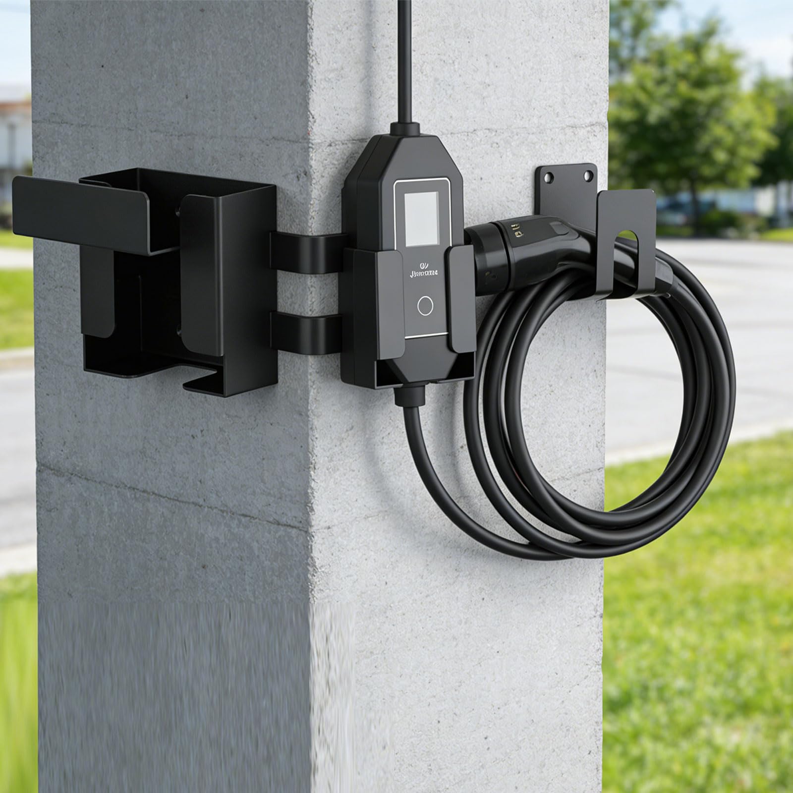 PANGBOER Juego de soportes de carga de acero inoxidable para montaje en pared, incluye gancho para cable para mejorar y organizar ordenadamente