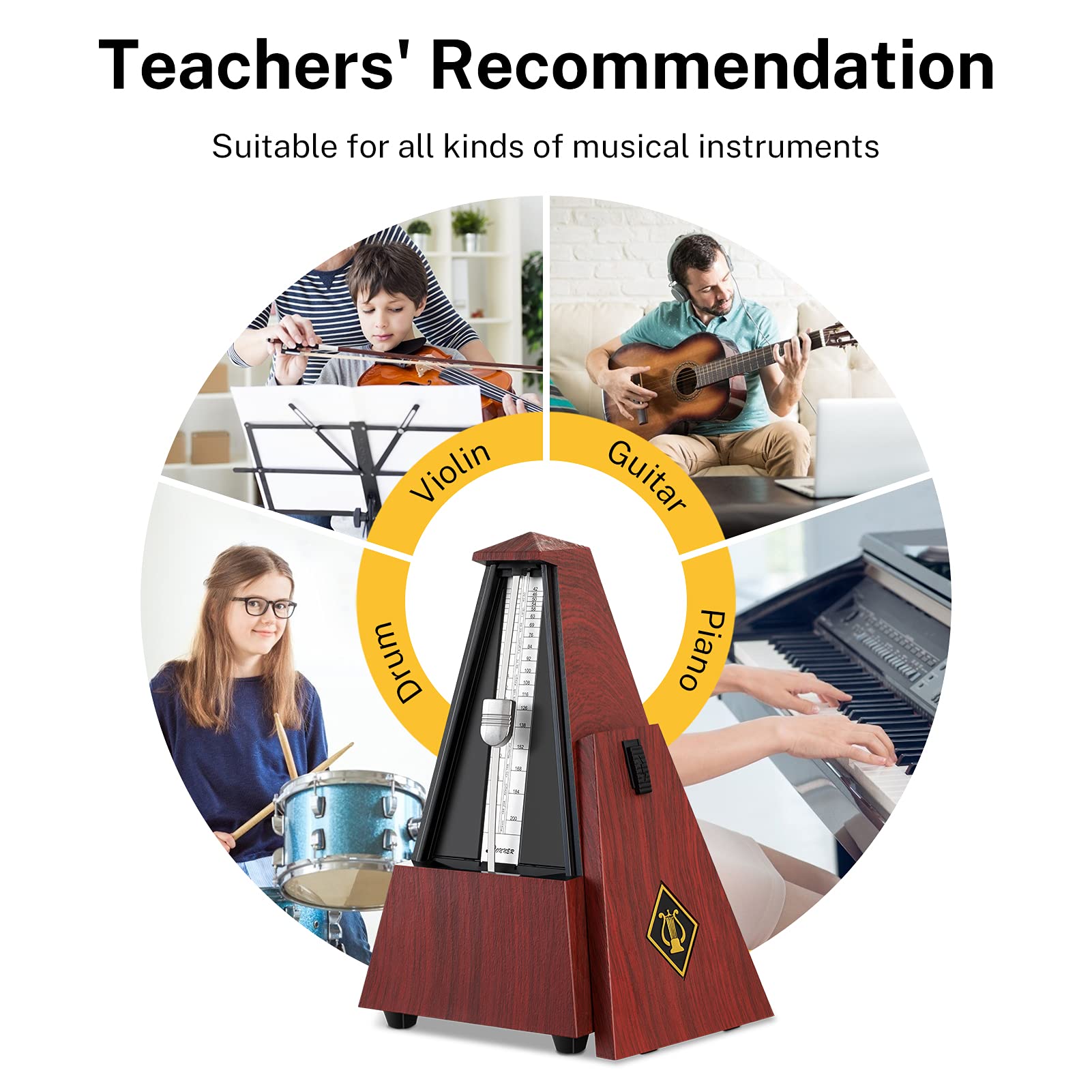 Donner Mechanical Metronome for Piano Guitar Drum Violin Saxophone Musician, Track Beat and Tempo, Loud Sound, Steel Movement, DPM-1 Red