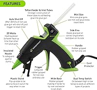 Vista 3 de Surebonder Mini Hot Glue Gun with Dual Temperature & Auto Shut Off, 20 Watts for Fast Heating & Consistent Glue Flow, Adjust Temp for Multiple