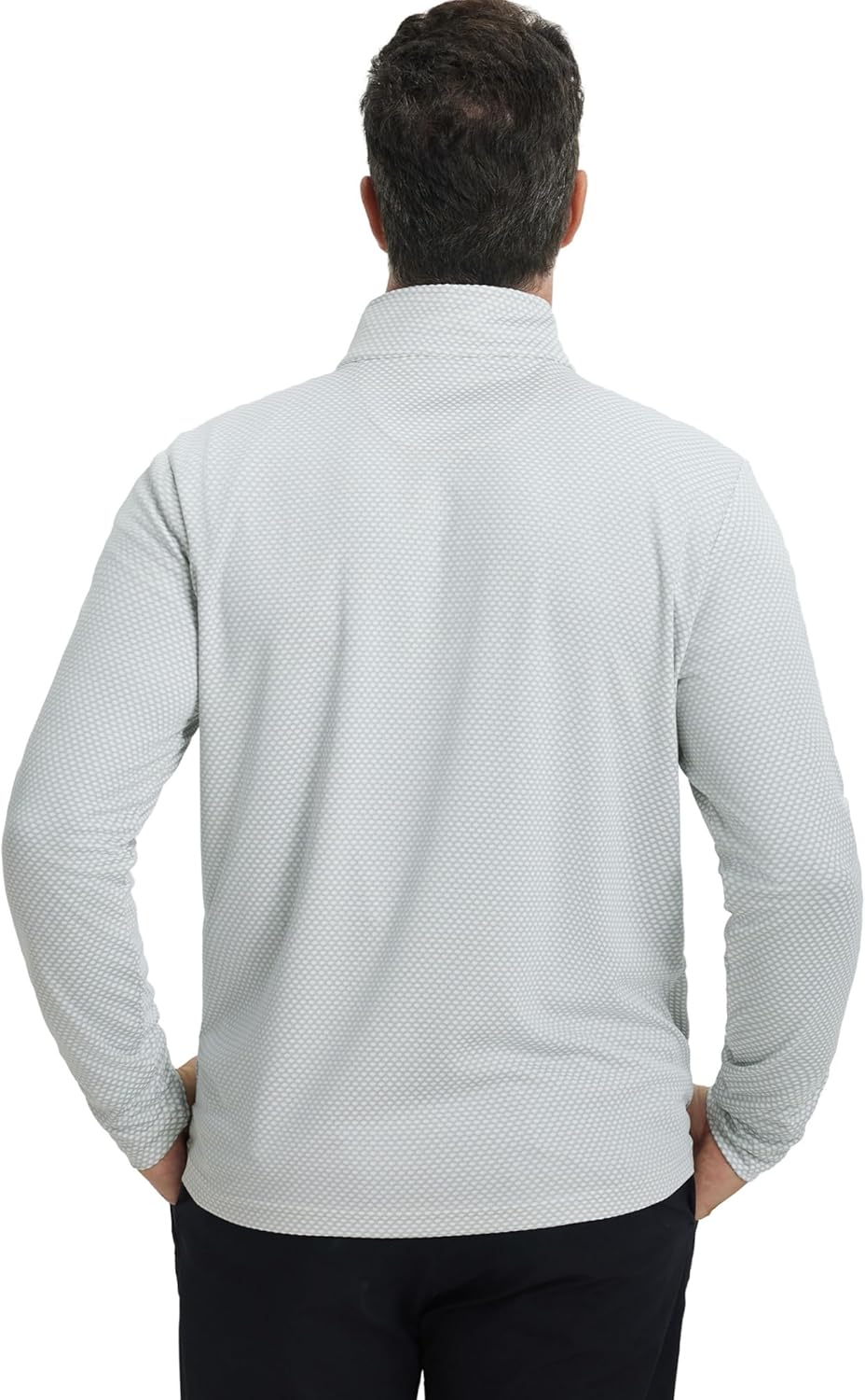 M MAELREG Quarter Zip Pullover Men Jacquard Dry Fit Moisture Wicking Long Sleeve Golf Casual Stretch Sweatshirts For Men - Image 3