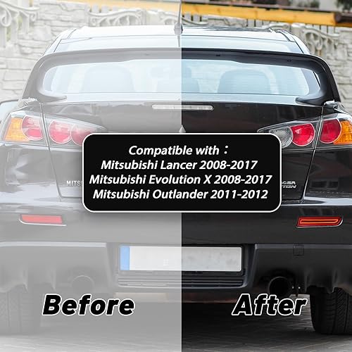 Miniatura 4 de GEEGEETOP Lente ahumada LED reflector trasero parachoques luz antiniebla compatible con Mitsubishi Lancer 2008-2017Evolution X 2008-2017Outlander