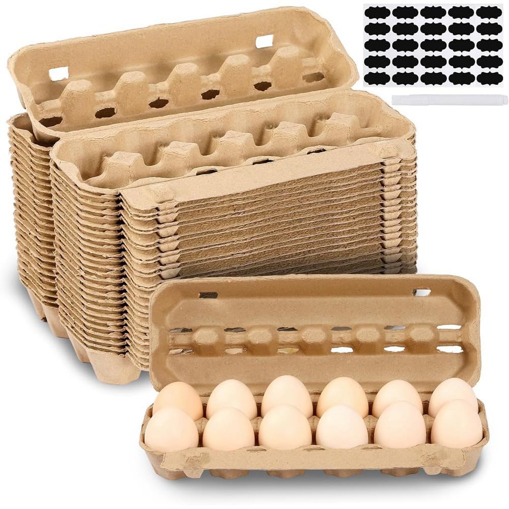 Hndhbfgrt Bulk 25-Pack 12 Count Empty Egg Cartons Natural Paper Pulp for Egg Storage for Farm, Kitchen, Organizing