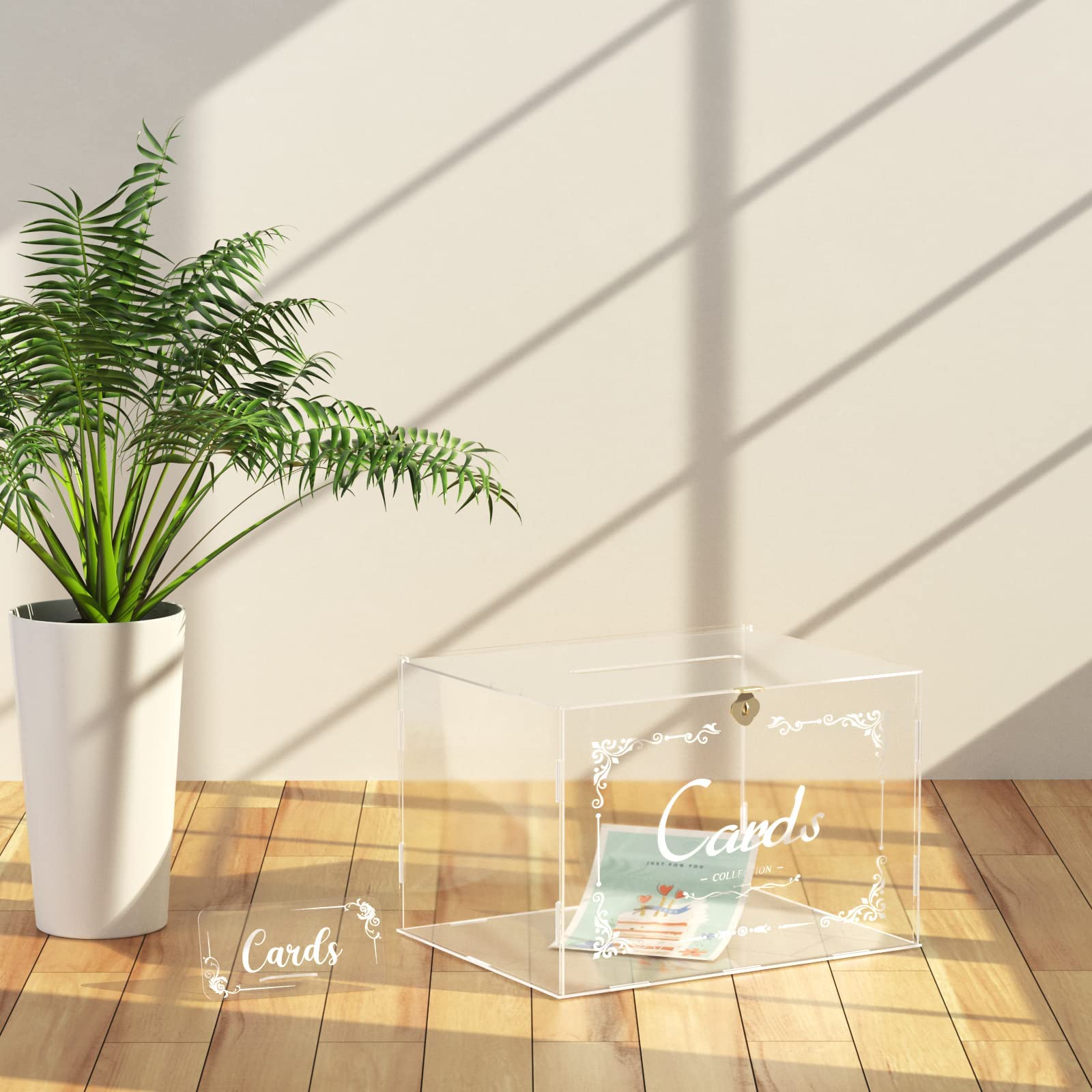 Caja de Tarjetas de Boda de Acrílico Transparente - Caja de Correo, Regalo de Dinero y Almacenamiento para Aniversario, Votación