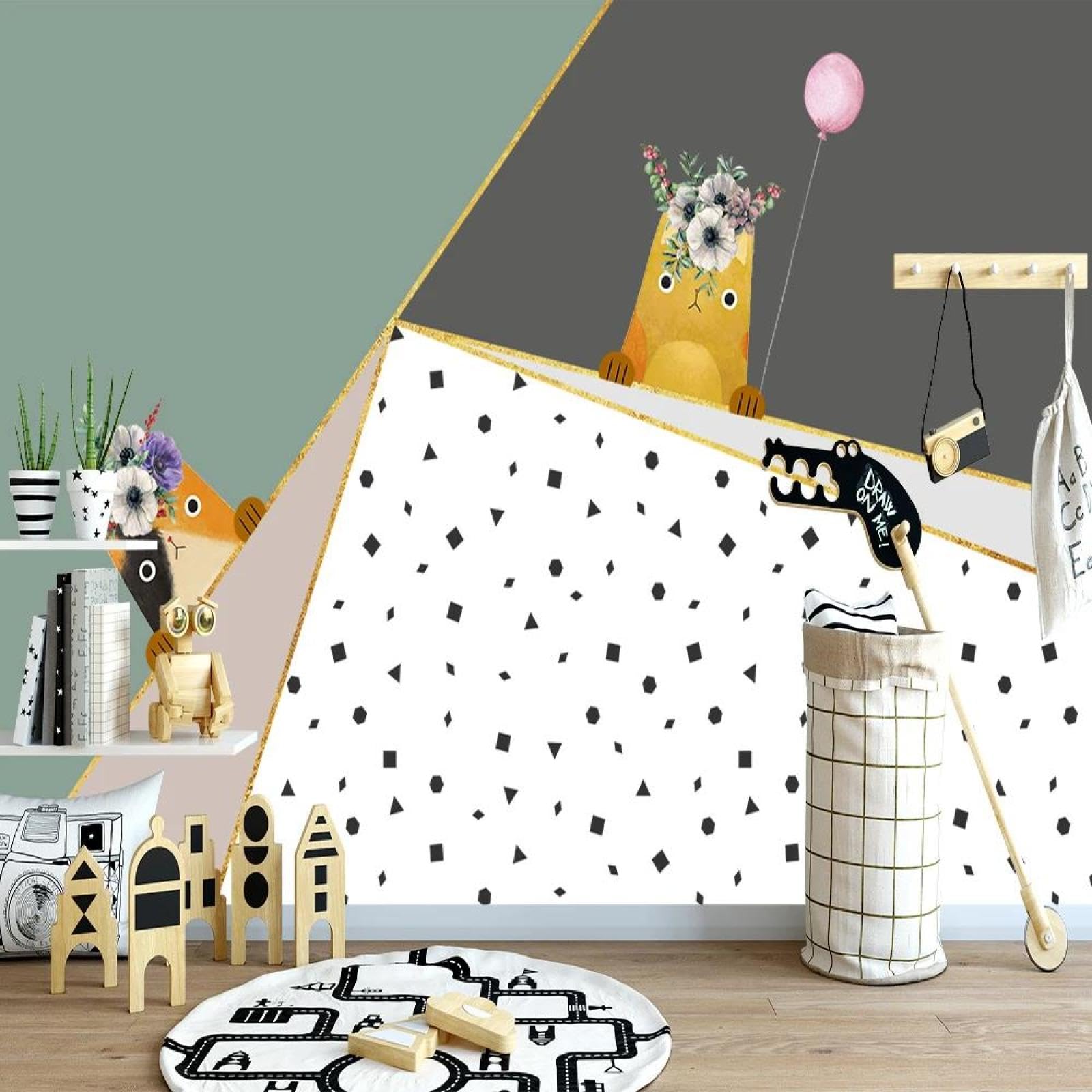 Papier peint 3D cartoon ILIYA en intissé pour chambre d'enfant