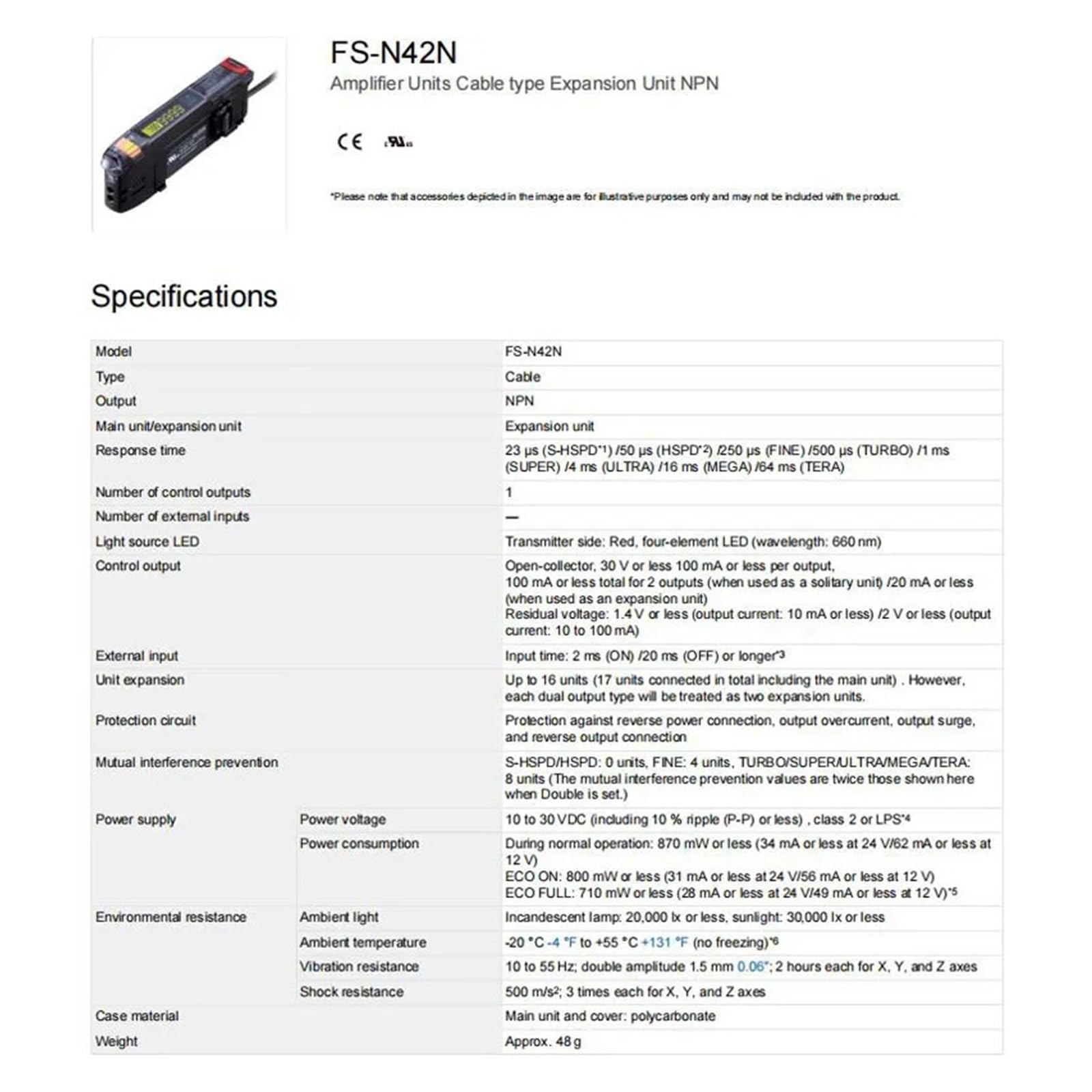 Sensore amplificatore digitale a fibra ottica FS-N42N