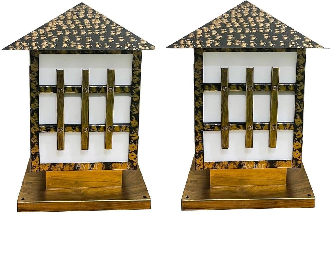 Areezo Waterproof Gold Antique Outdoor Gate Light for Pillar and Boundary Wall – Golden Antique Finish (Bulbnot Incl.) (2 Piece)-image-5