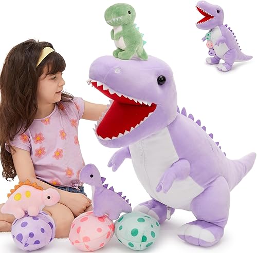 Vista 63 de MorisMos - Animales de peluche de lagarto, mamá camaleón gigante de 27 pulgadas con 4 lagartos bebés, juguetes para niños y niñas, mamá iguana