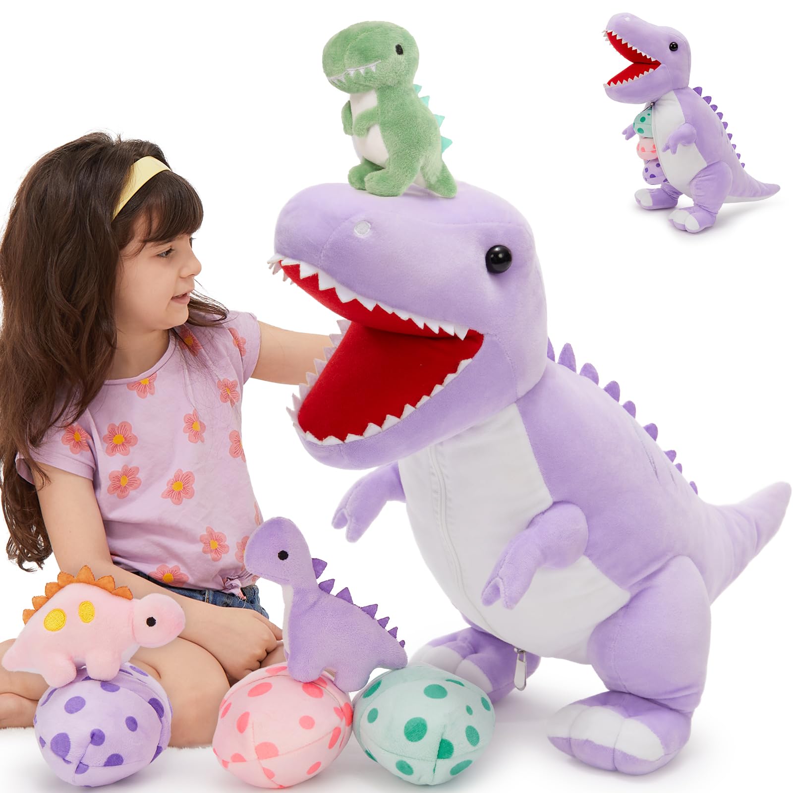 Amazon.com: MorisMos Dinosaur Stuffed Animal with Babies,23.6