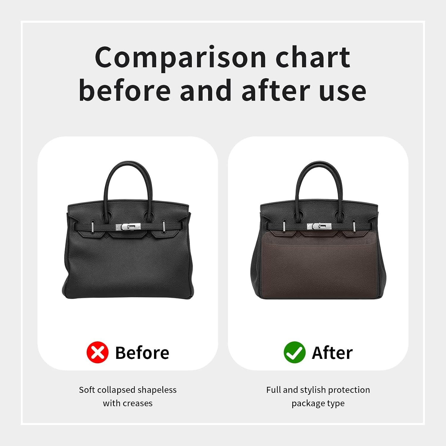Silk Purse Organizer Insert Fits Hermes Birkin, Luxury Satin Bag Shaper with Divider, Silky Smooth Non-Slip Handbag Organizer for Designer Bags