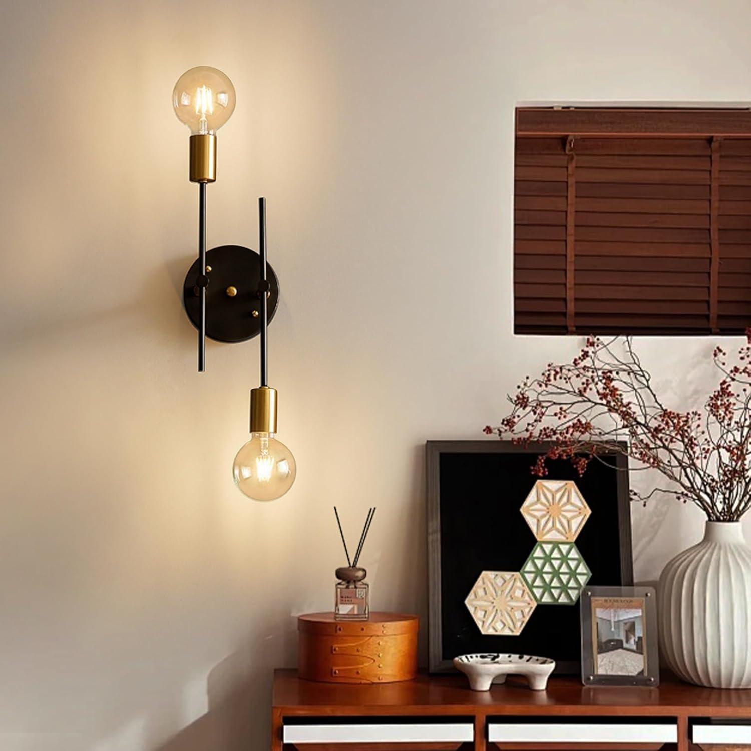 Modern Sputnik Chandelier 2-Light Adjustable Ceiling Light Fixture Black Semi Flush Mount Ceiling Lamp with E26 Base Industrial Ceiling Light for Dining Room Bedroom Foyer Hallway Living Room