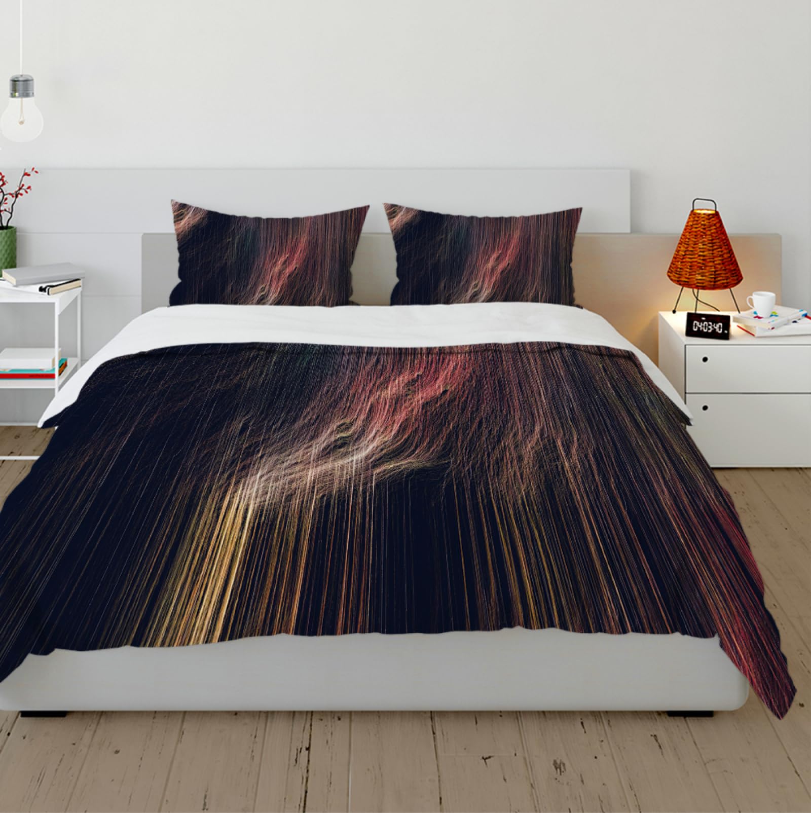 Set de Funda de edredón Neutral 3 Piezas 3d Abstracto Geológico Cascada Textura Lavado Juego de Ropa de Cama con 2 Almohadas Shams 4 Lazos Cremallera 160 x 200 cm