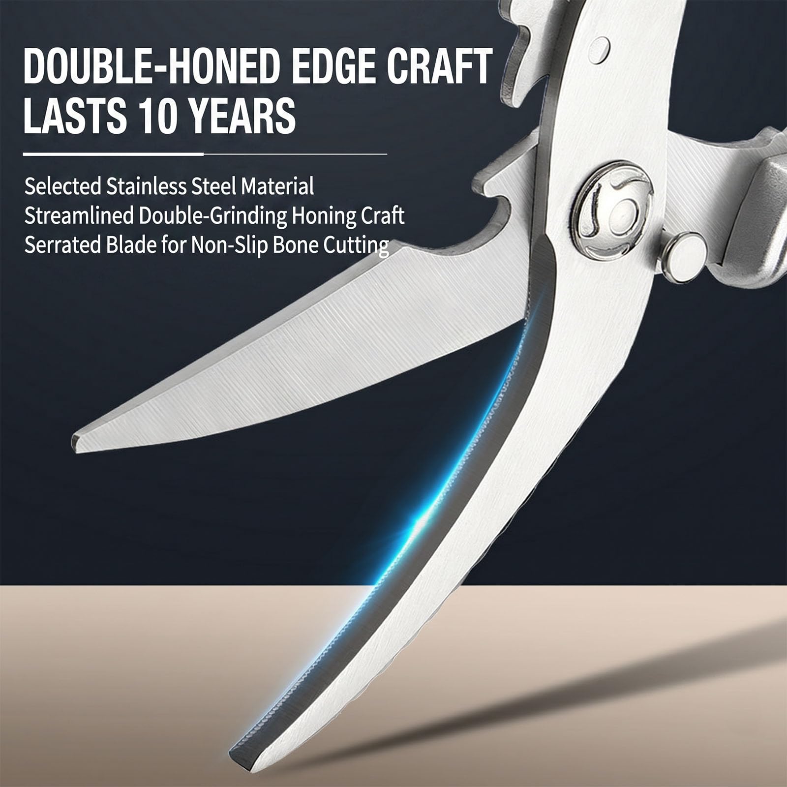 Multifunction Kitchen Shears Heavy Duty, Bone Cutting & Quail Egg Scissors, Meat Cutter for Food, Fish, Poultrys, Turkey, Gifts Women Men (1 pc)