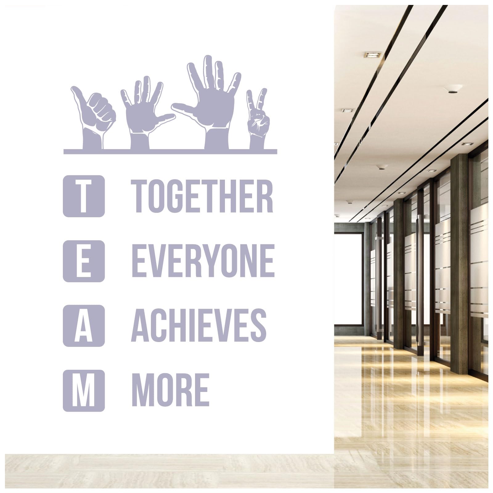 Team - Together Everyone Achieves More - Wall Quote, Office, Corporate, Corridor Wall Art Sticker [XXLarge] [Light Grey]