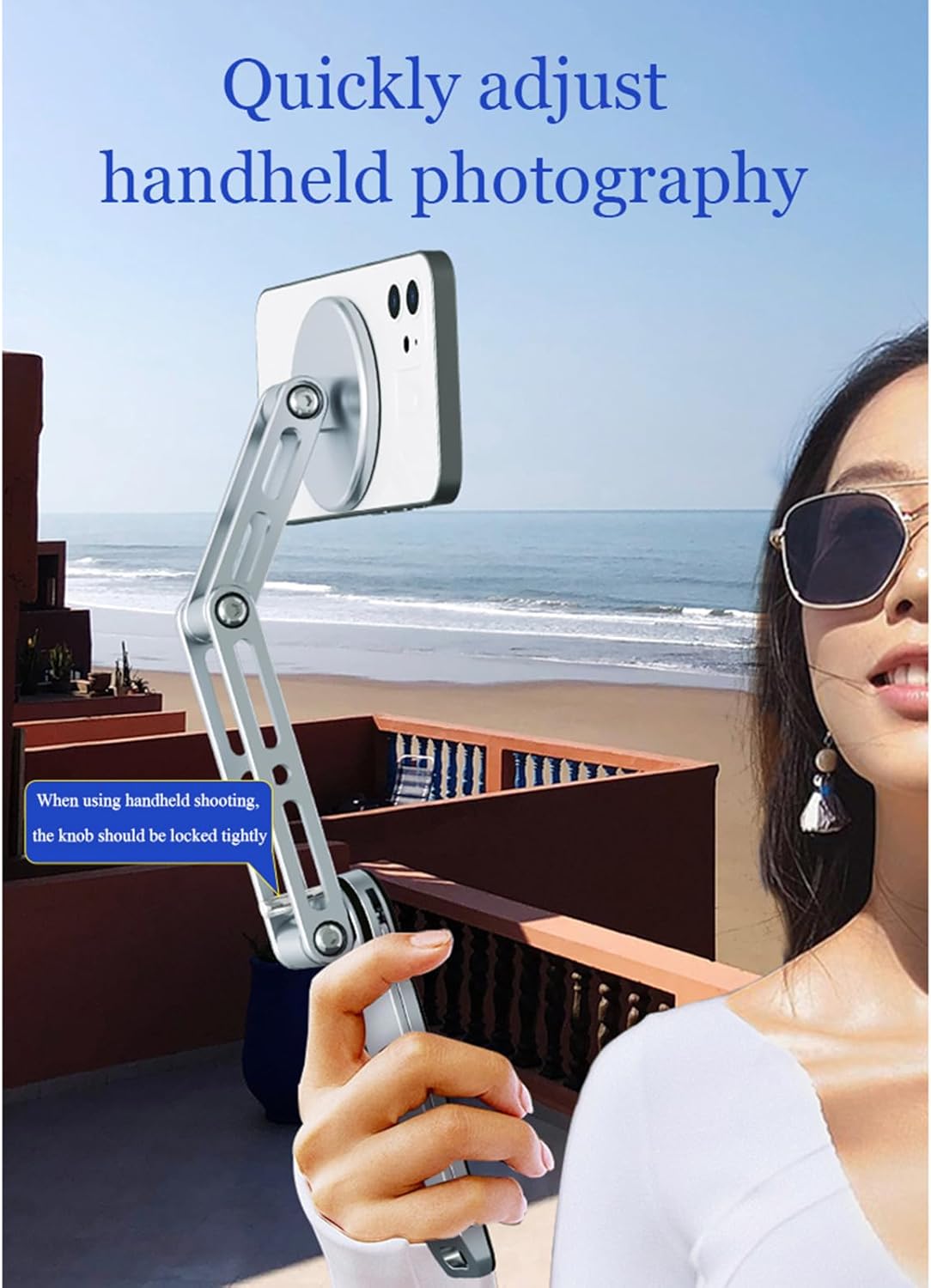 Magnetic Ipads Tripod Stand Universal for Ipads & Iphones 16-12 Series, Flexible 360 Degree Rotation, Portable Tablet Holder with 2-in-1 Handheld & Desktop Handheld Modes for Kitchens, Gyms
