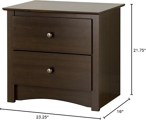 Miniatura 2 de Prepac Sonoma - Mesita de noche tradicional con 2 cajones, mesa de noche funcional con 2 cajones, 16 pulgadas de profundidad x 23.25 pulgadas de