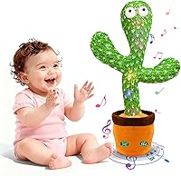 BESTGIFT Dancing Talking Cactus Toy - Interactive Repeating Singing Plush for Babies 6-24 Months, Lights Up, Volume Adjustable, Record & Mimic Fun Gift