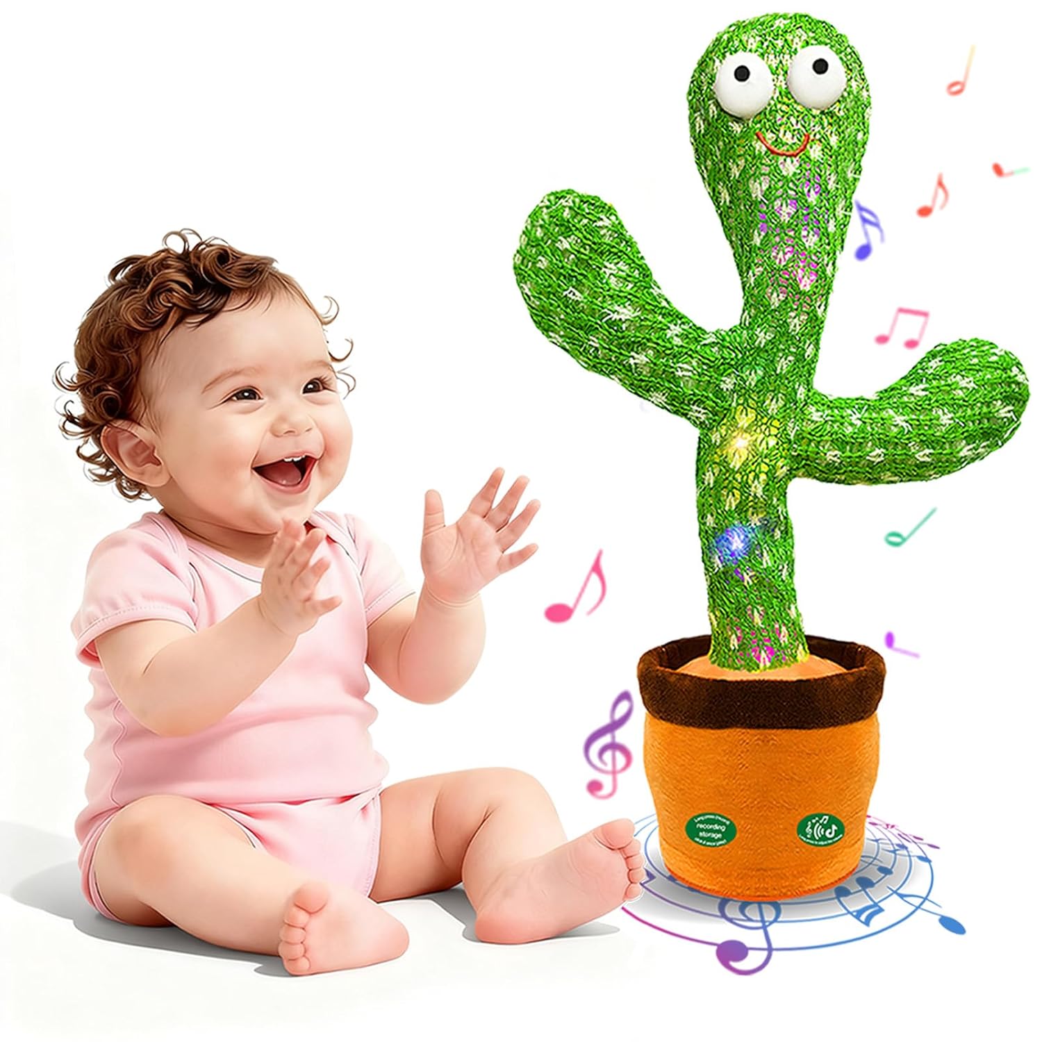 Interactive Baby Toys Dancing Talking Cactus Toy Funny Gift for Infant 6-18 Months Singing Musical Record Repeat What