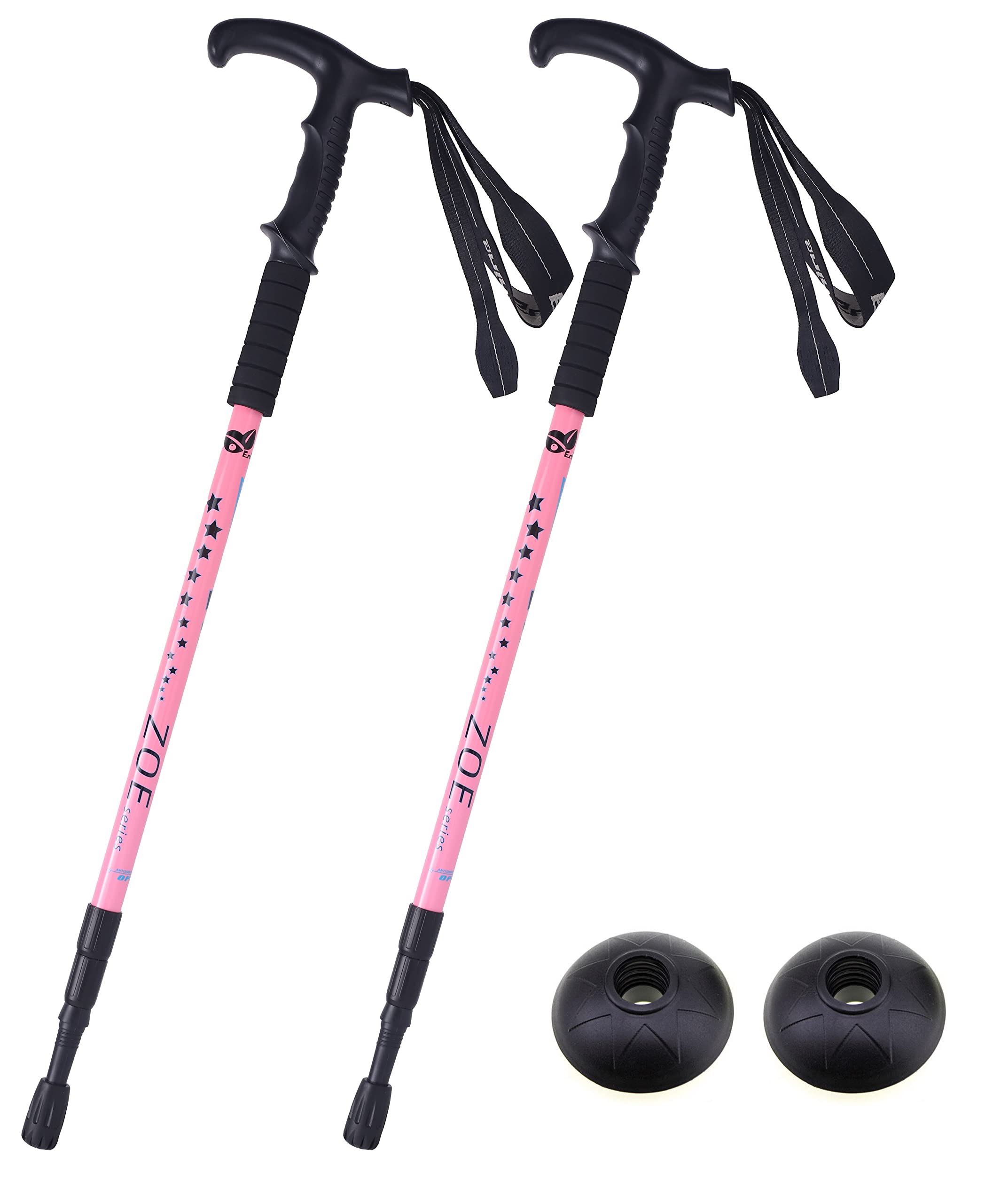 Enshine 65CM to 135CM Antishock With Handle Trekking Walking Hiking Stick Pole (Pink)