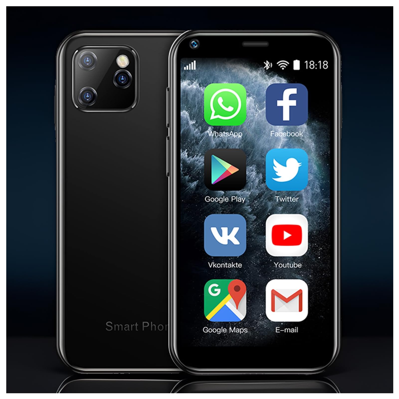 Android Phone Mini Smartphone 1GB RAM 8GB ROM Unlocked Phones, 2.5'' Touch Screen Quad Core Cellphone with MT6580M/3G Dual SIM/HD Camera/Slim Body Mobile Phone (Black)